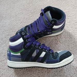 Adidas Black and purple high top sneakers